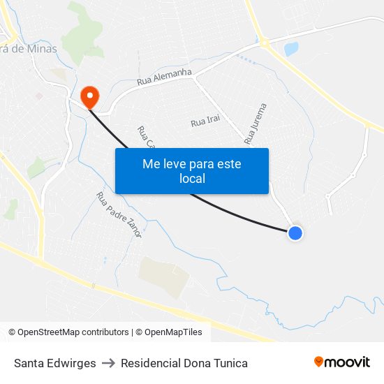 Santa Edwirges to Residencial Dona Tunica map