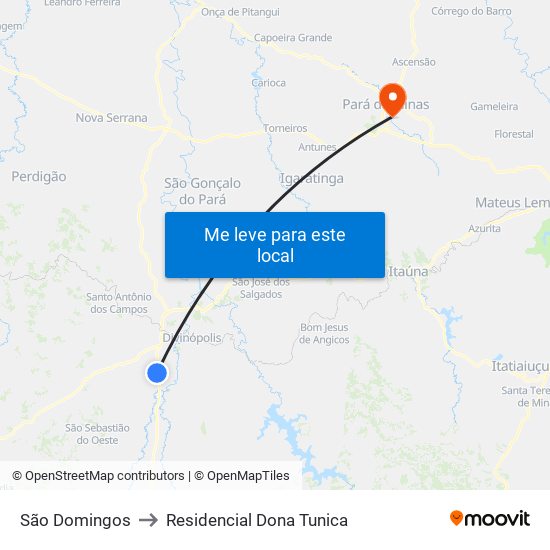 São Domingos to Residencial Dona Tunica map