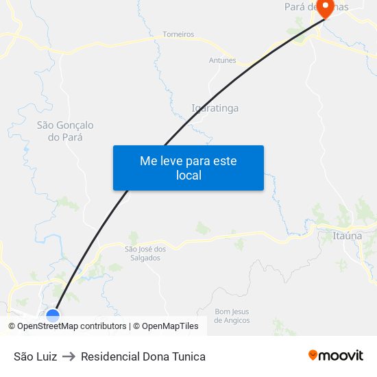 São Luiz to Residencial Dona Tunica map