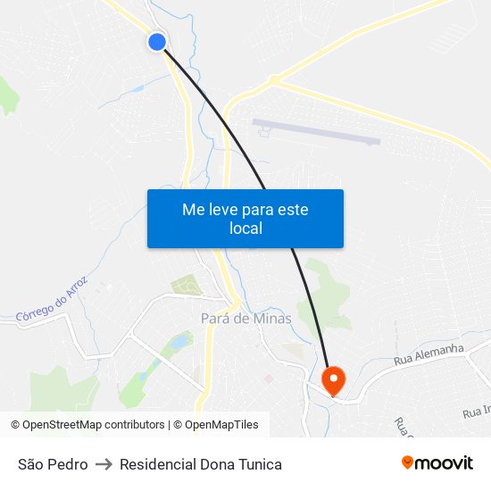 São Pedro to Residencial Dona Tunica map