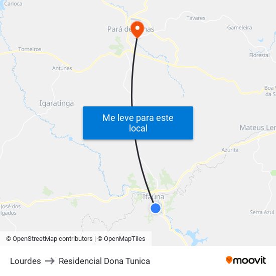 Lourdes to Residencial Dona Tunica map