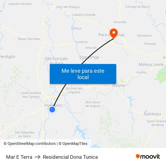 Mar E Terra to Residencial Dona Tunica map