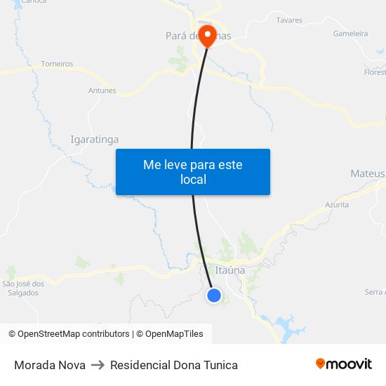 Morada Nova to Residencial Dona Tunica map