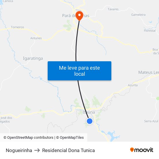 Nogueirinha to Residencial Dona Tunica map