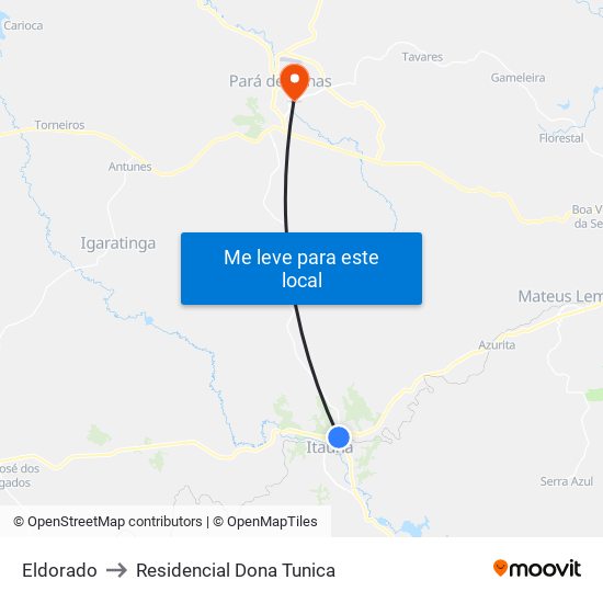 Eldorado to Residencial Dona Tunica map