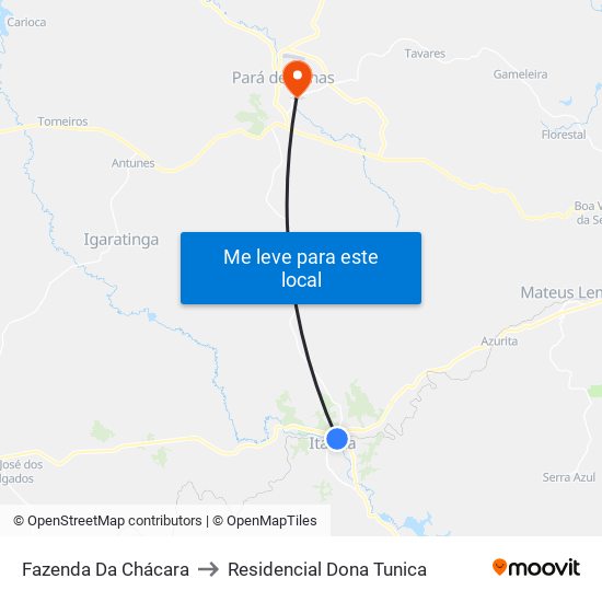 Fazenda Da Chácara to Residencial Dona Tunica map