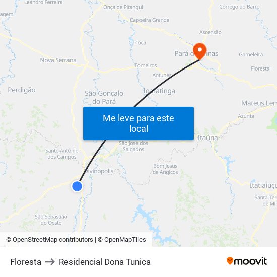 Floresta to Residencial Dona Tunica map
