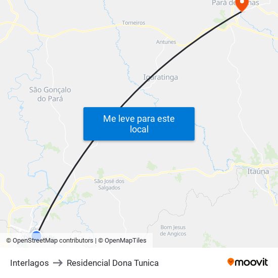 Interlagos to Residencial Dona Tunica map