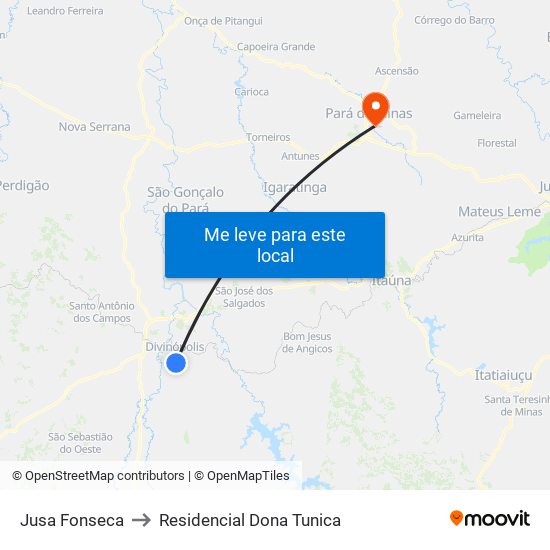 Jusa Fonseca to Residencial Dona Tunica map