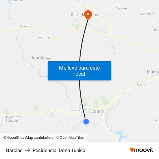 Garcias to Residencial Dona Tunica map