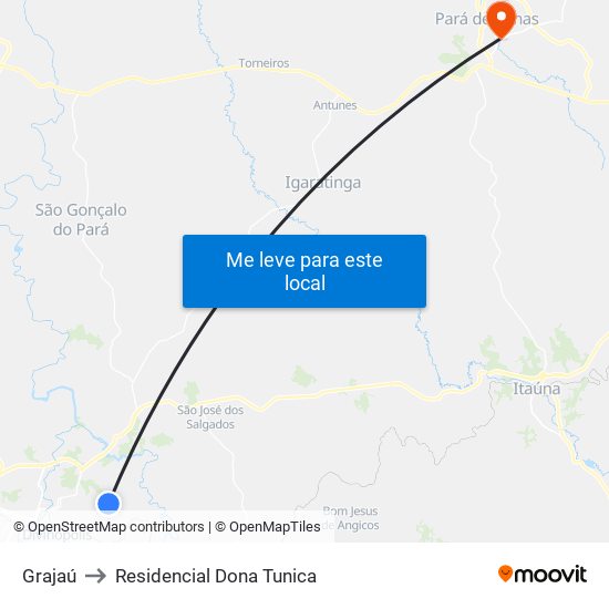 Grajaú to Residencial Dona Tunica map