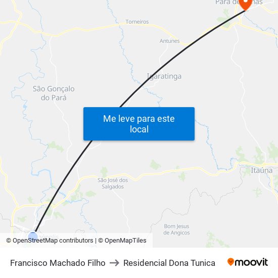 Francisco Machado Filho to Residencial Dona Tunica map