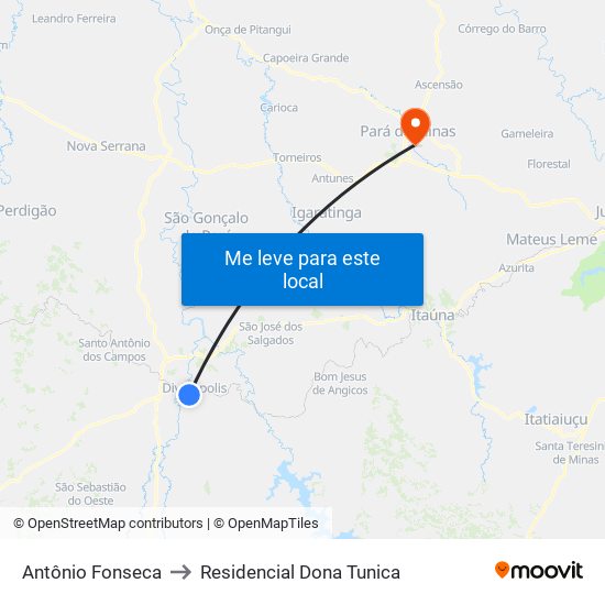 Antônio Fonseca to Residencial Dona Tunica map