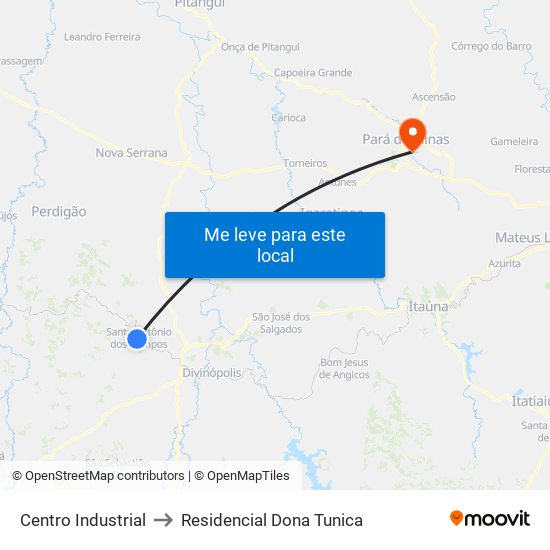 Centro Industrial to Residencial Dona Tunica map