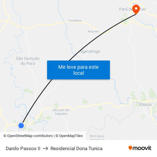 Danilo Passos II to Residencial Dona Tunica map