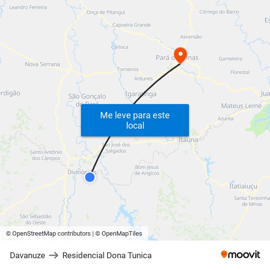 Davanuze to Residencial Dona Tunica map