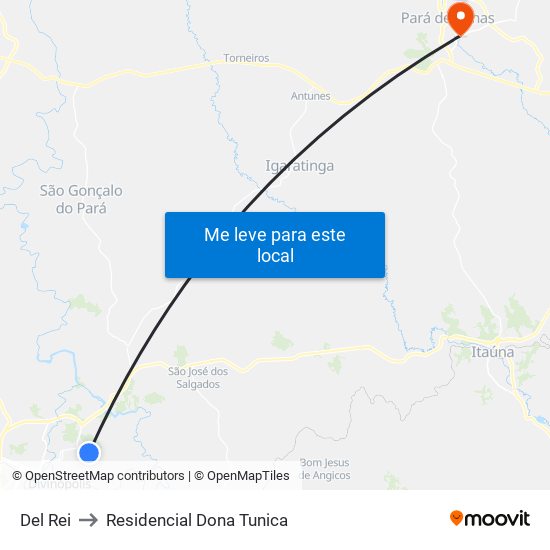 Del Rei to Residencial Dona Tunica map