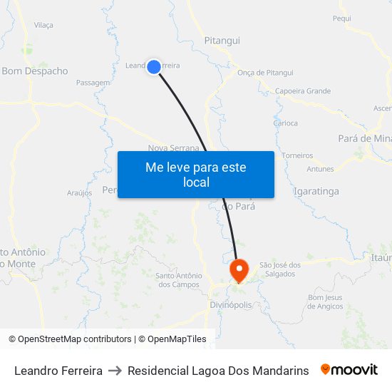 Leandro Ferreira to Residencial Lagoa Dos Mandarins map