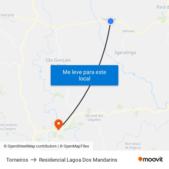 Torneiros to Residencial Lagoa Dos Mandarins map