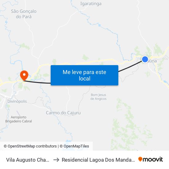 Vila Augusto Chaves to Residencial Lagoa Dos Mandarins map