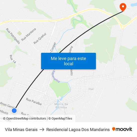 Vila Minas Gerais to Residencial Lagoa Dos Mandarins map