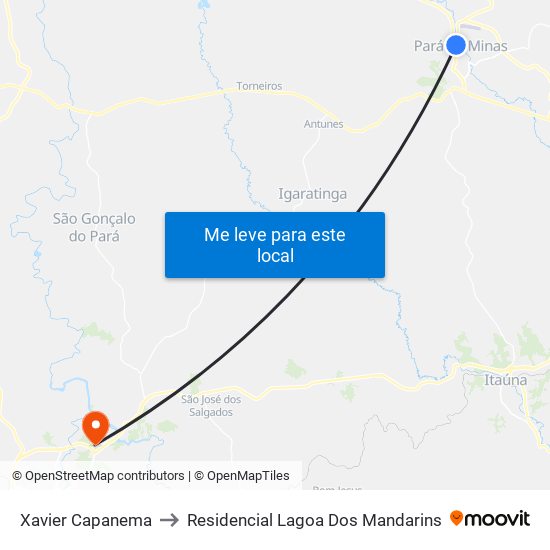 Xavier Capanema to Residencial Lagoa Dos Mandarins map