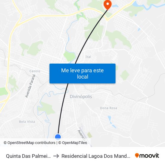 Quinta Das Palmeiras to Residencial Lagoa Dos Mandarins map