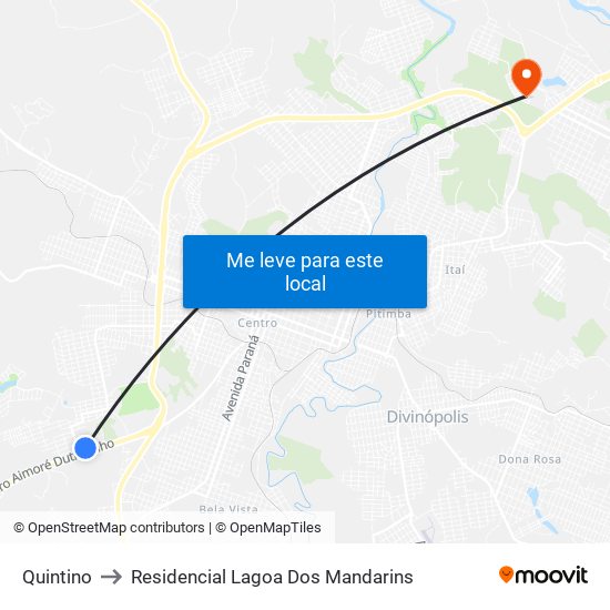 Quintino to Residencial Lagoa Dos Mandarins map