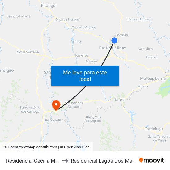 Residencial Cecília Meireles to Residencial Lagoa Dos Mandarins map
