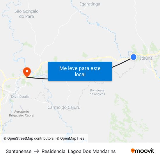 Santanense to Residencial Lagoa Dos Mandarins map