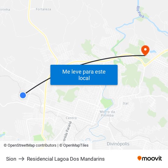 Sion to Residencial Lagoa Dos Mandarins map