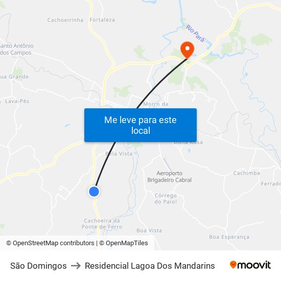 São Domingos to Residencial Lagoa Dos Mandarins map