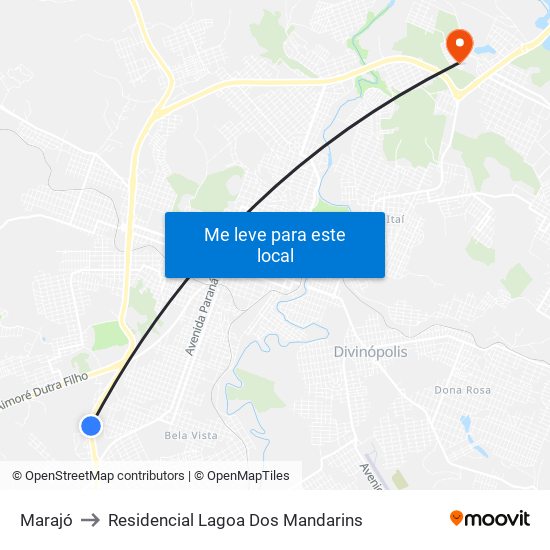 Marajó to Residencial Lagoa Dos Mandarins map