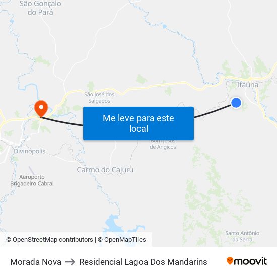 Morada Nova to Residencial Lagoa Dos Mandarins map
