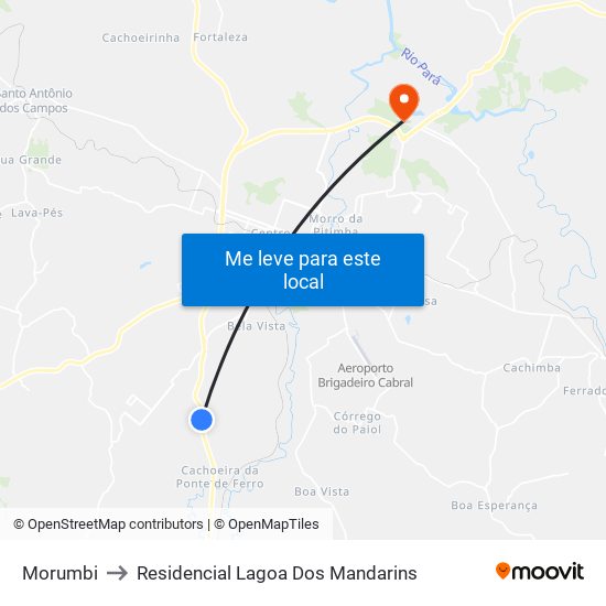 Morumbi to Residencial Lagoa Dos Mandarins map