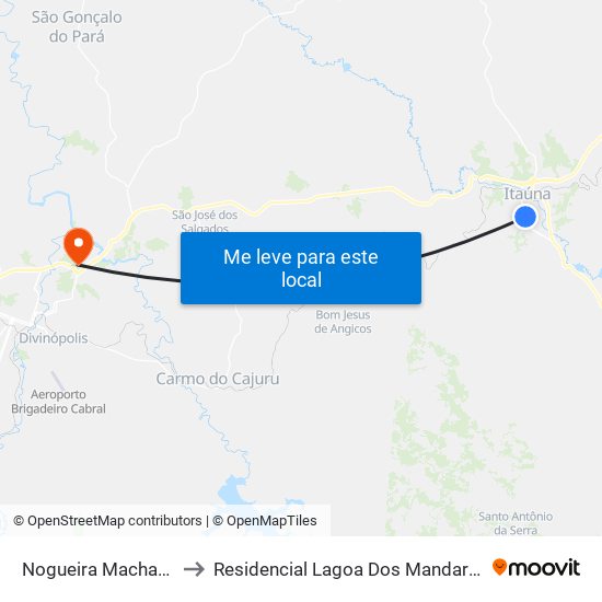 Nogueira Machado to Residencial Lagoa Dos Mandarins map