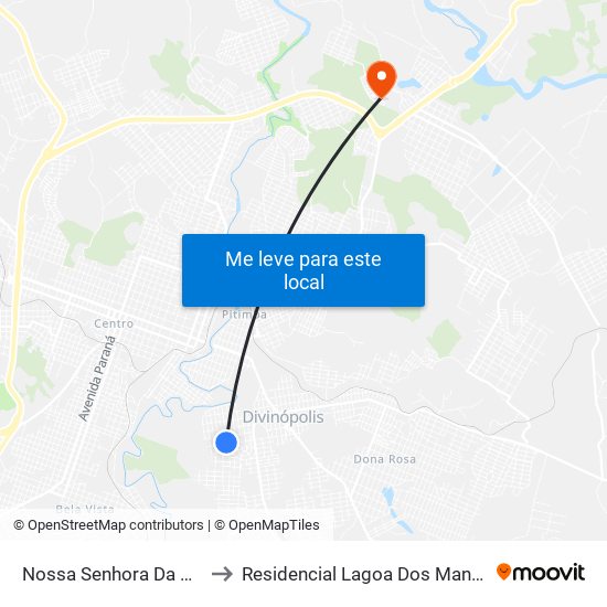 Nossa Senhora Da Graça to Residencial Lagoa Dos Mandarins map