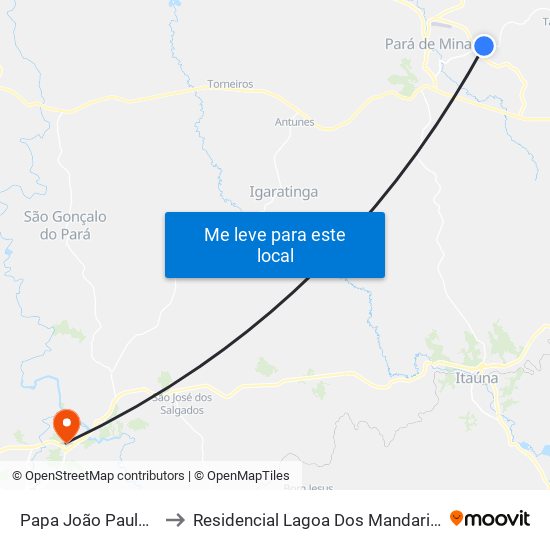 Papa João Paulo II to Residencial Lagoa Dos Mandarins map