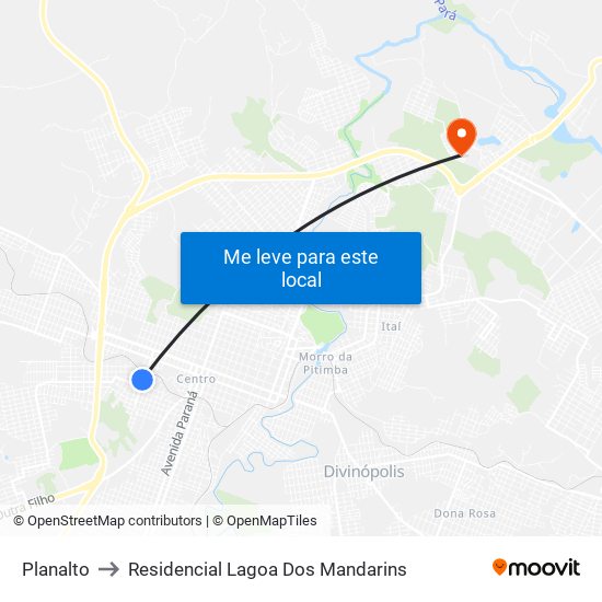 Planalto to Residencial Lagoa Dos Mandarins map