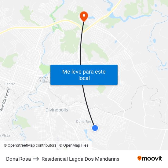 Dona Rosa to Residencial Lagoa Dos Mandarins map