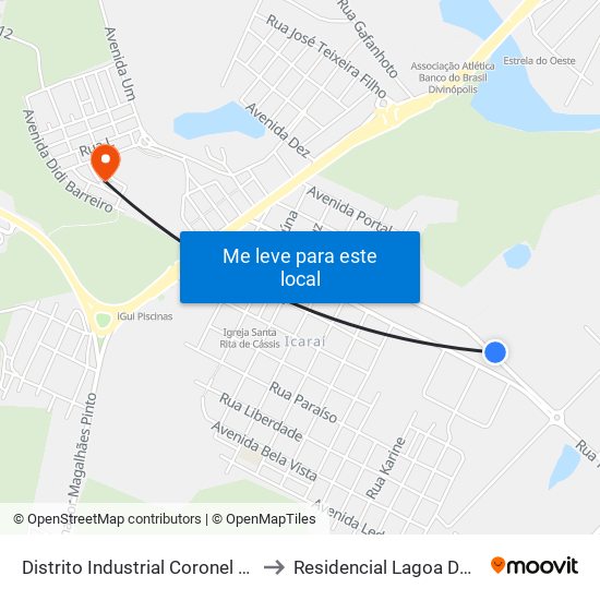 Distrito Industrial Coronel Jovelino Rabelo to Residencial Lagoa Dos Mandarins map