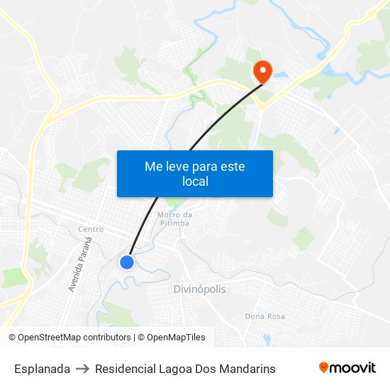 Esplanada to Residencial Lagoa Dos Mandarins map