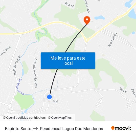 Espírito Santo to Residencial Lagoa Dos Mandarins map