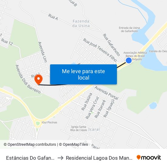 Estâncias Do Gafanhoto to Residencial Lagoa Dos Mandarins map