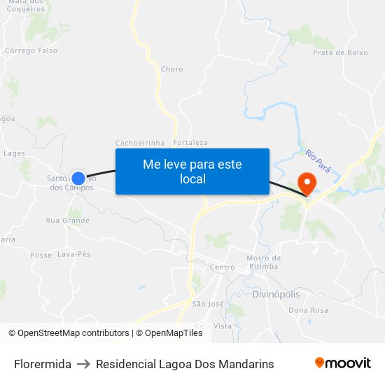 Florermida to Residencial Lagoa Dos Mandarins map