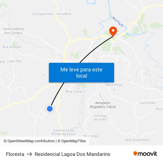 Floresta to Residencial Lagoa Dos Mandarins map