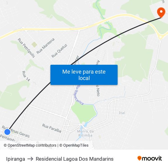 Ipiranga to Residencial Lagoa Dos Mandarins map