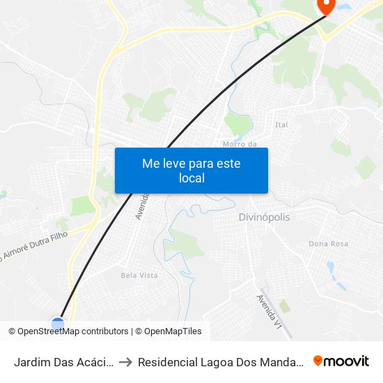 Jardim Das Acácias to Residencial Lagoa Dos Mandarins map