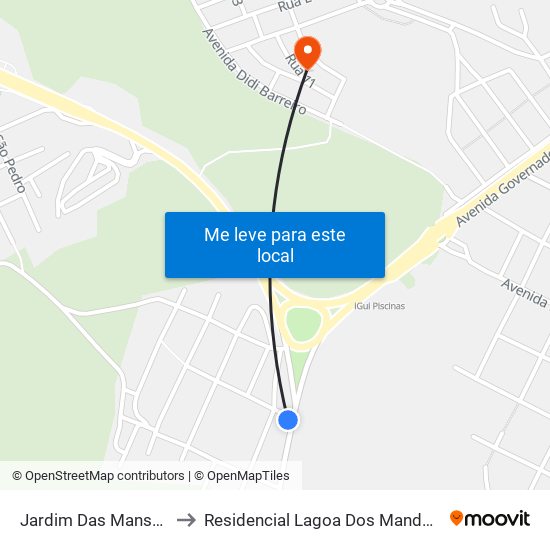 Jardim Das Mansões to Residencial Lagoa Dos Mandarins map