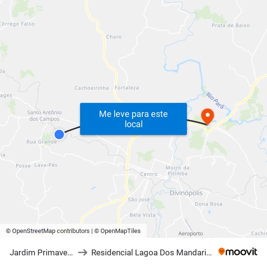 Jardim Primavera to Residencial Lagoa Dos Mandarins map